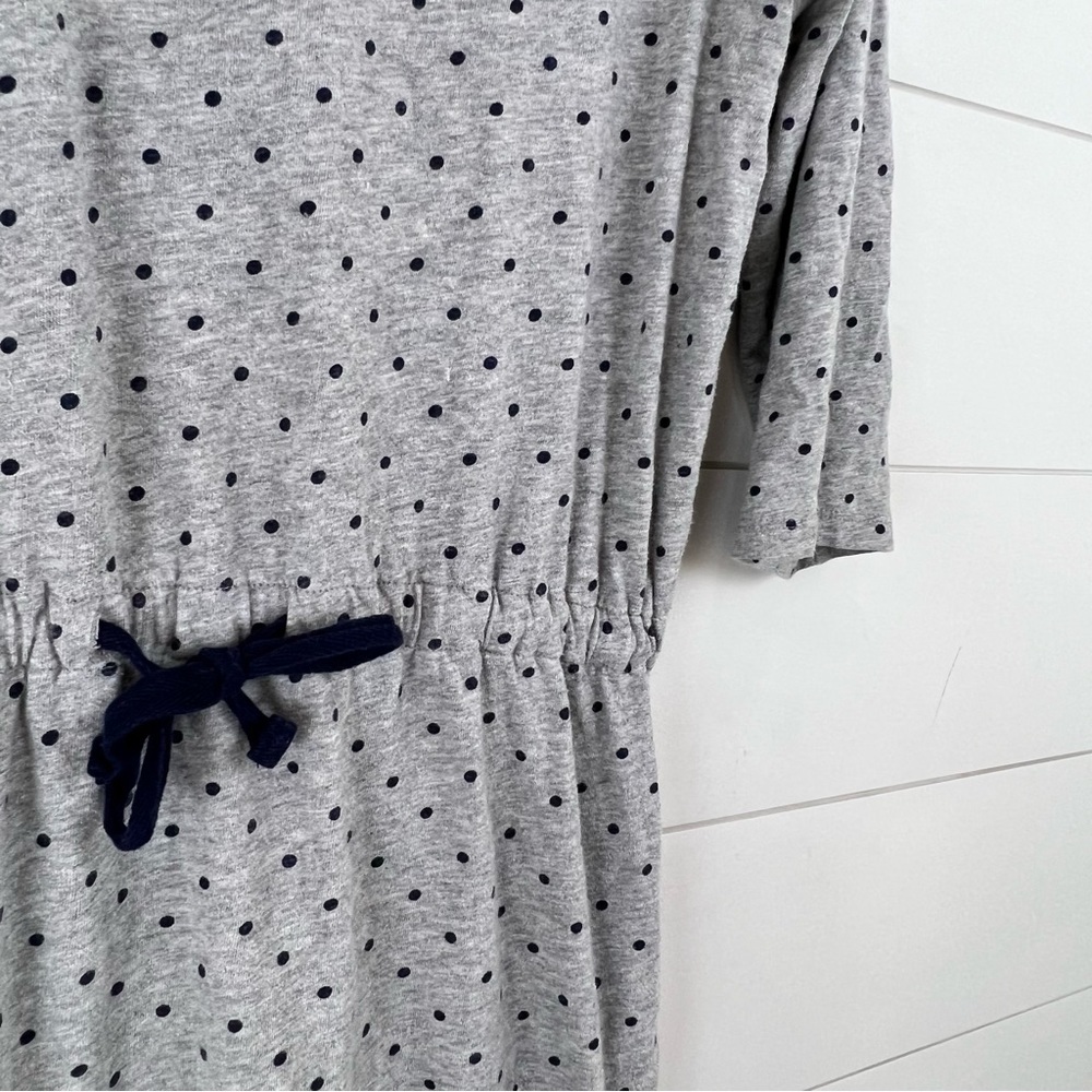 BODEN Size 6 Peggy Drawstring Knit Polka Dot Dress Gray‎ Fleece - Picture 5 of 10